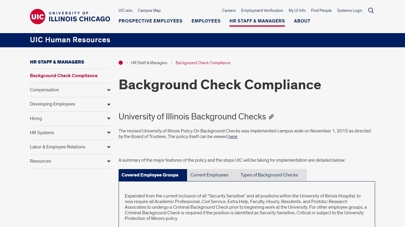 Background Check Compliance - University of Illinois Chicago